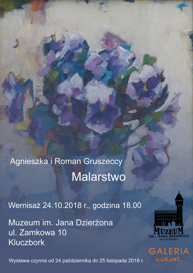 Plakat wystawy malarstwa Agnieszki i Romana Gruszeckich